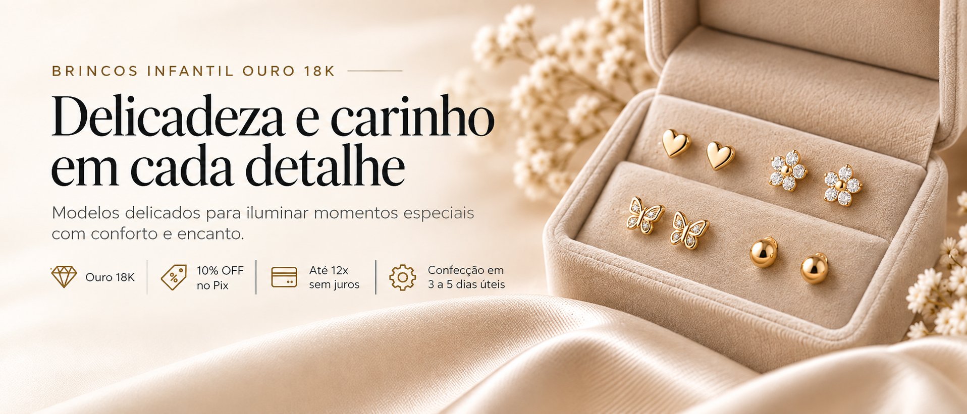 Brincos infantis em Ouro 18k — Marjouxs