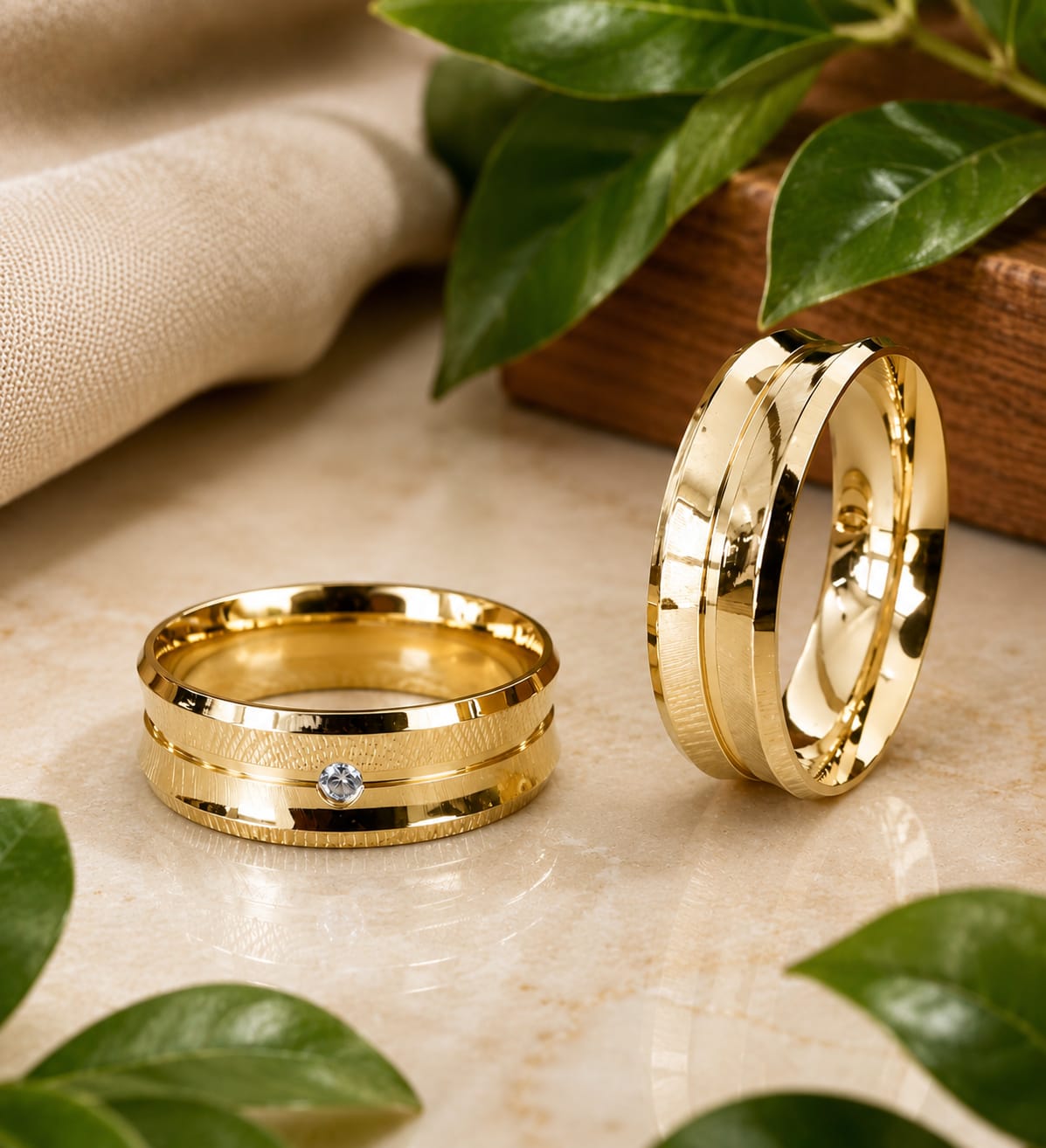 Aliança Ouro 18k Chanfrado e Concava 7mm