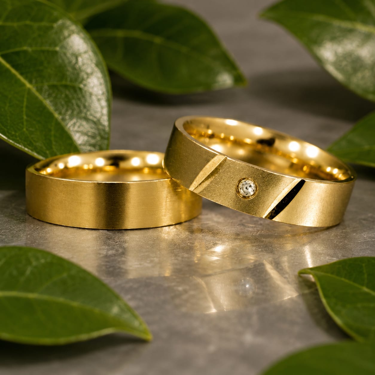 Aliança Ouro 18k com Diamante