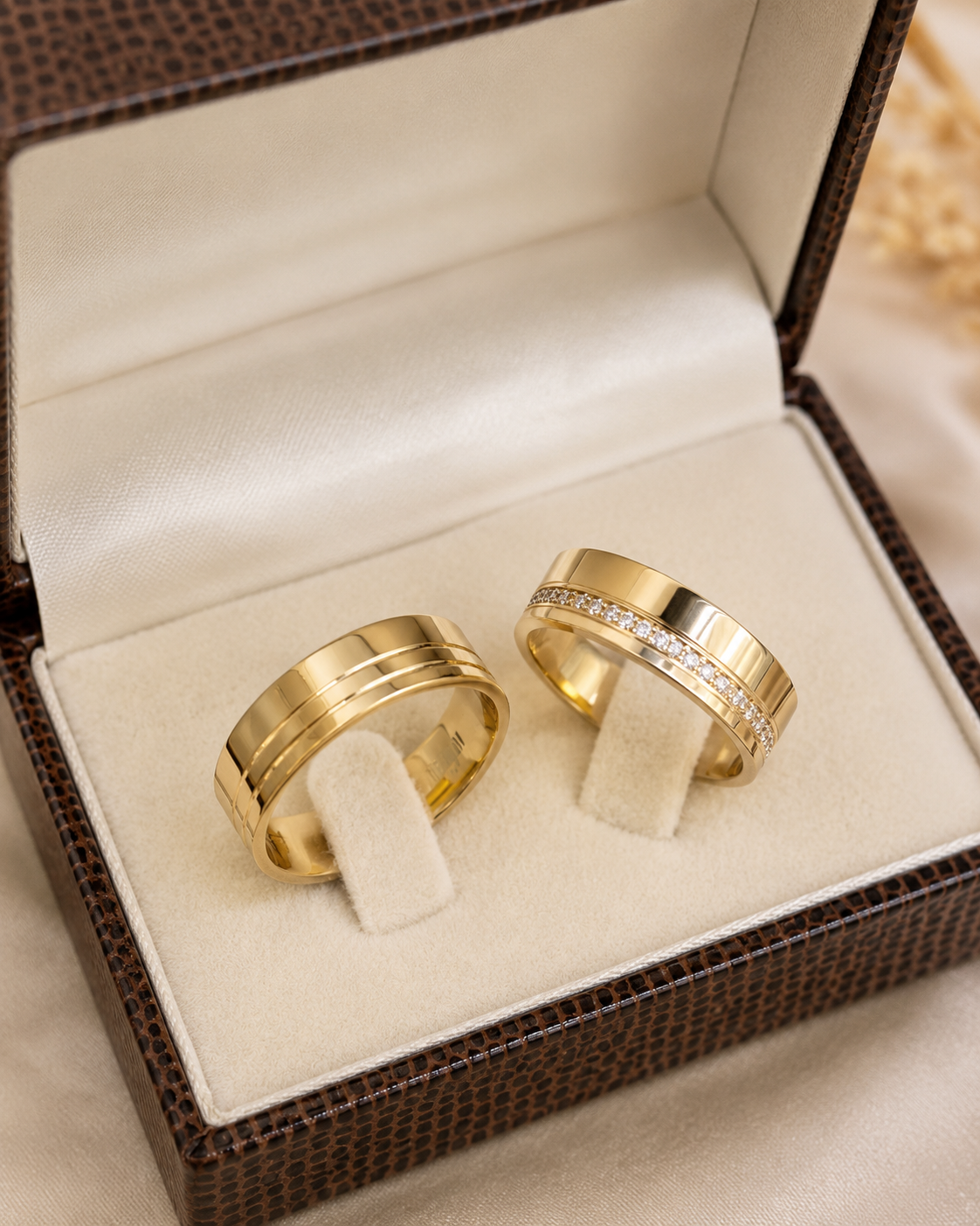 Aliança Ouro 18k Pedra