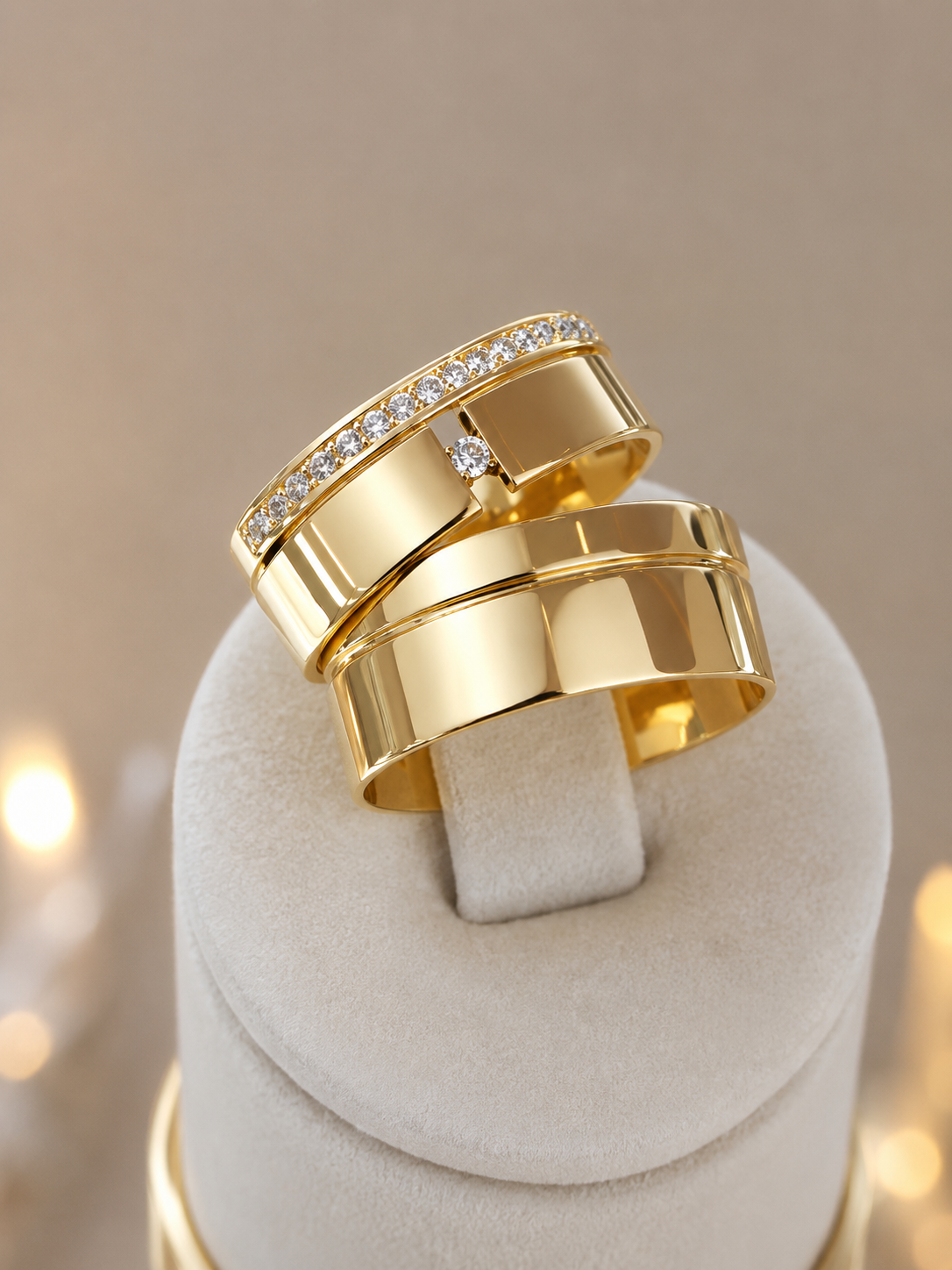 Aliança Ouro 18k Pedra