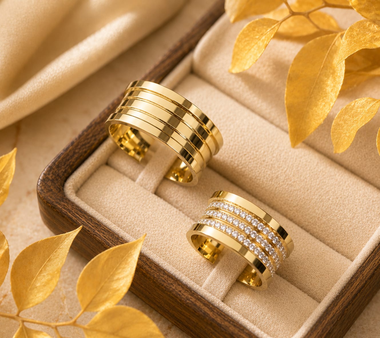 Aliança Ouro 18k Quadrado
