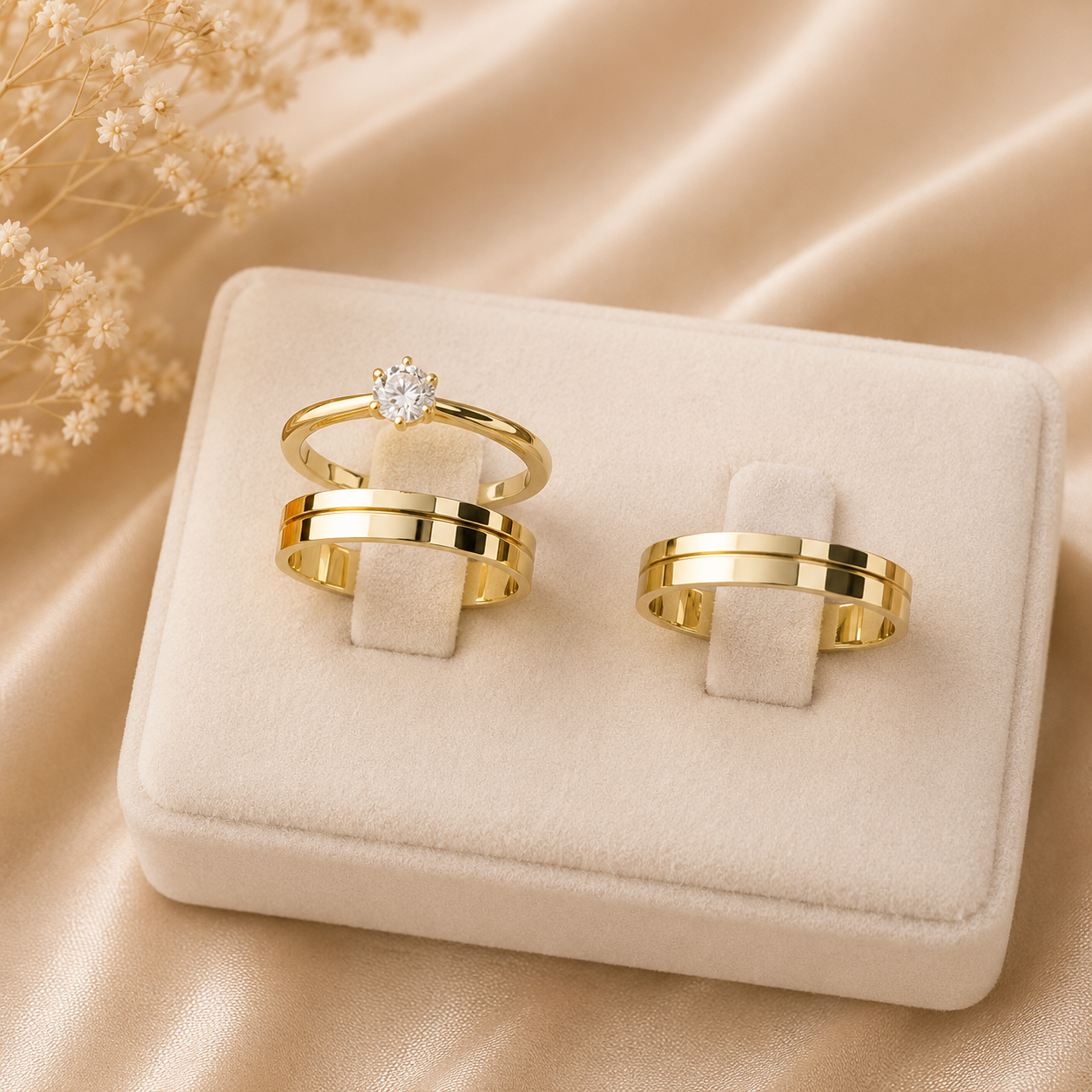 Aliança Ouro 18k Quadrado