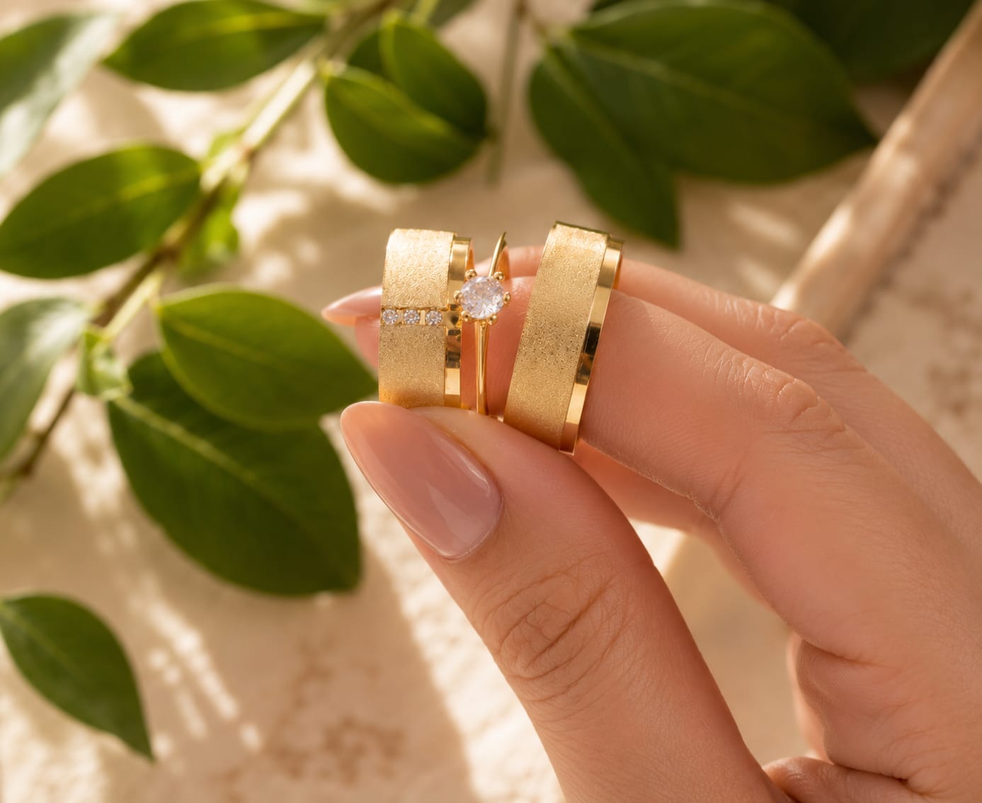 Aliança Ouro 18k Quadrado Fosca