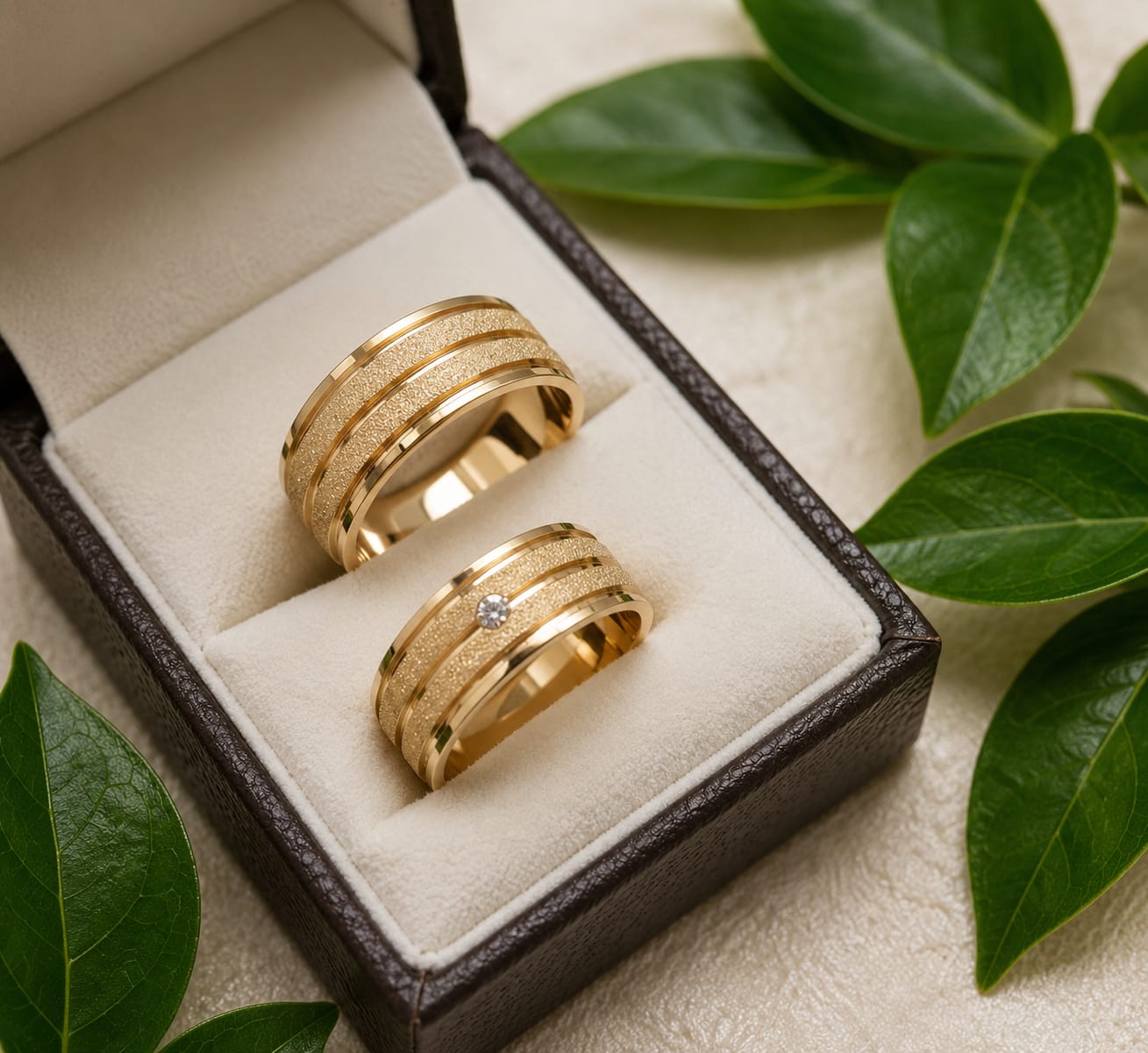 Aliança Ouro 18k Quadrado Trabalhado