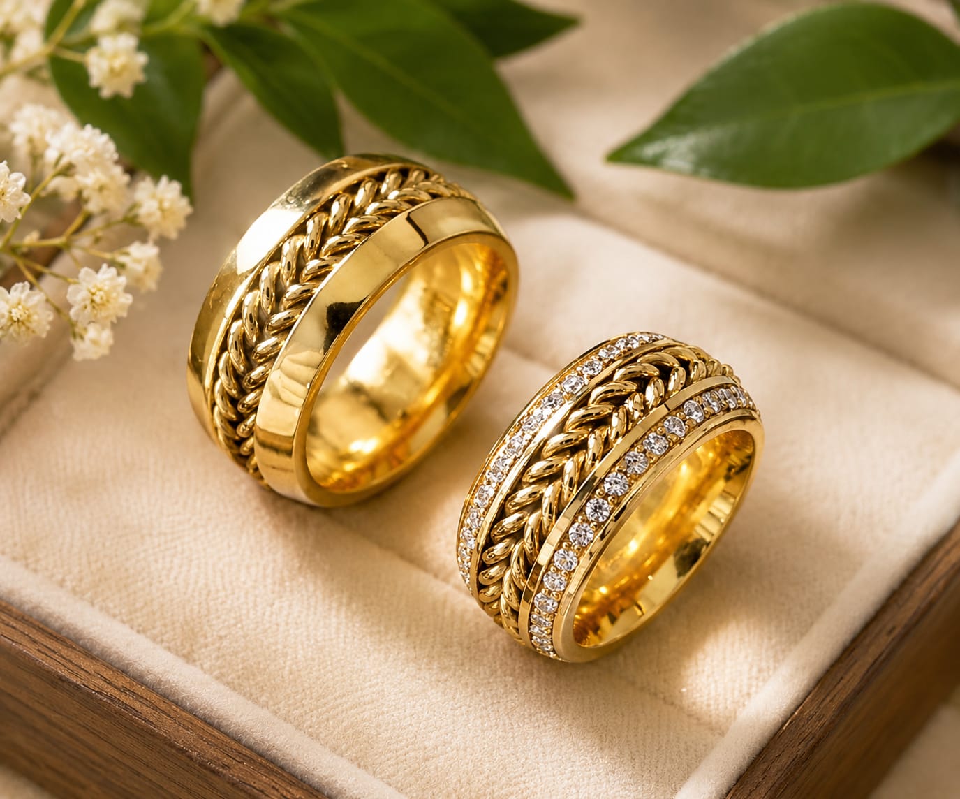 Aliança Ouro 18k Redonda com Trancas