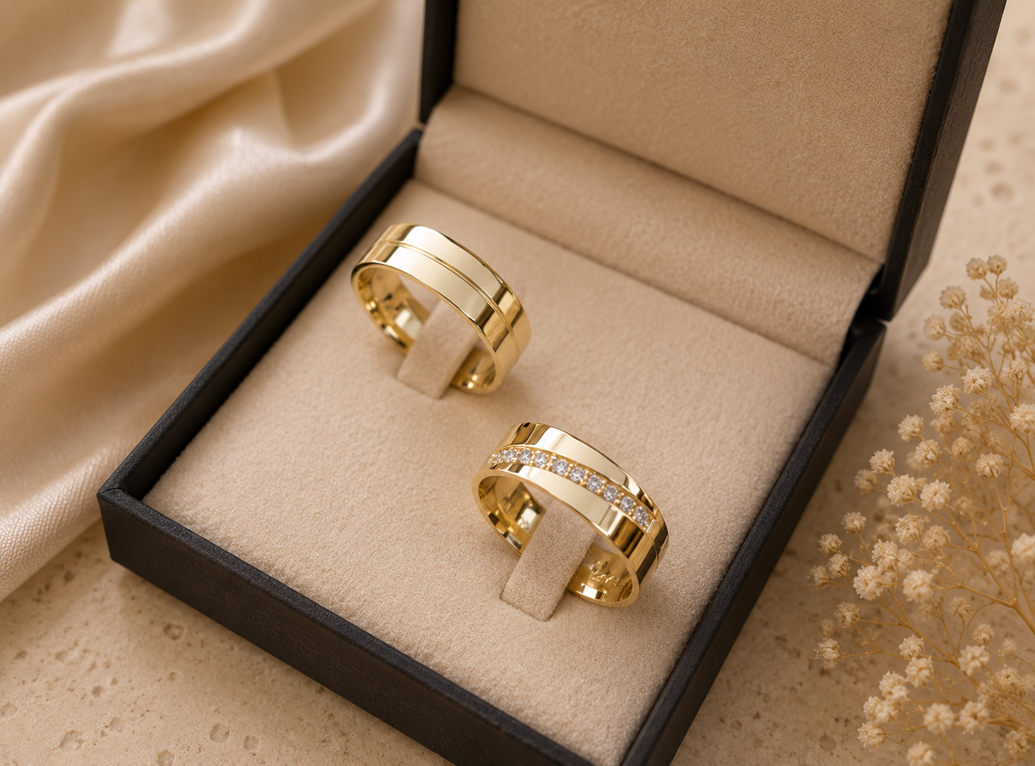 Alianças Ouro 18k 750 Diamantes