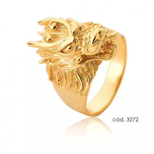 Anel Ouro 18k Cabeca Dragao