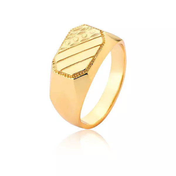 Anel Ouro 18k Chapa Trabalhado