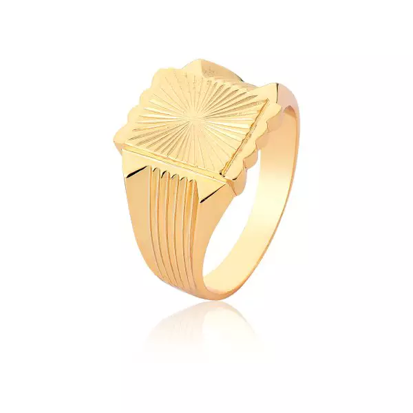 Anel Ouro 18k Chapa Trabalhado