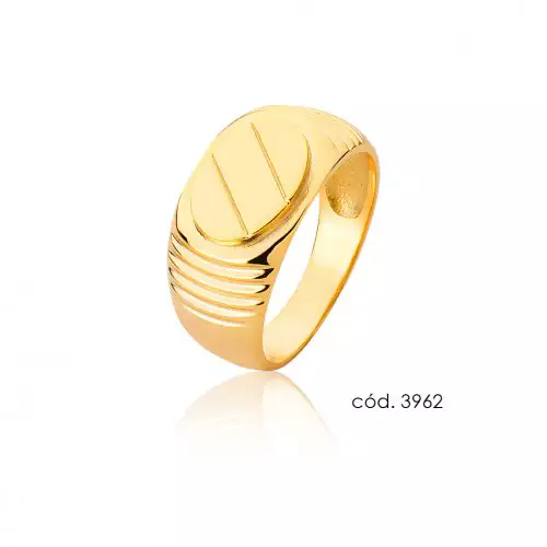 Anel Ouro 18k Chapa Trabalhado