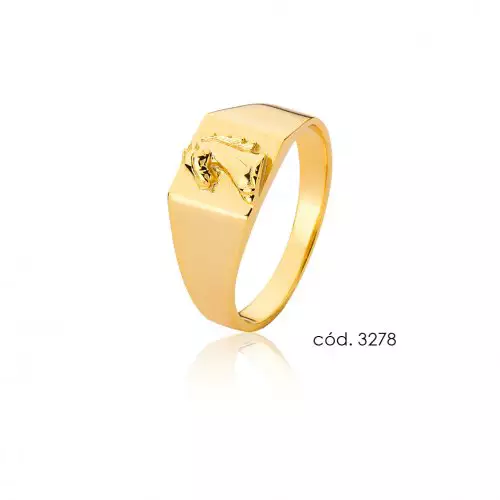 Anel Ouro 18k Chpa Cavalo