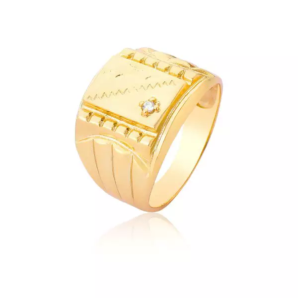 Anel Ouro 18k com Diamante Trabalhado