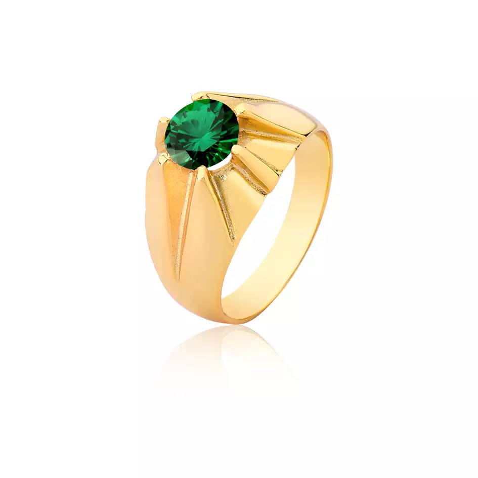 Anel Ouro 18k com Esmeralda