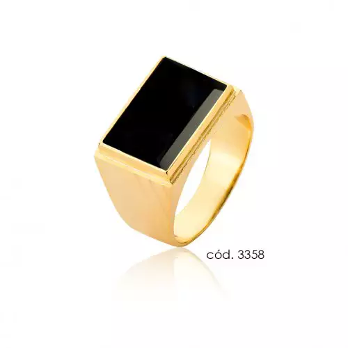 Anel Ouro 18k com Pedra Onix