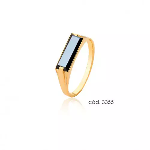 Anel Ouro 18k com Pedra Onix