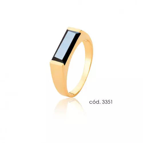 Anel Ouro 18k com Pedra Onix