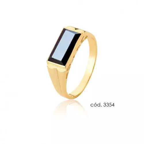 Anel Ouro 18k com Pedra Onix