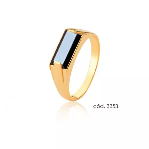 Anel Ouro 18k com Pedra Onix