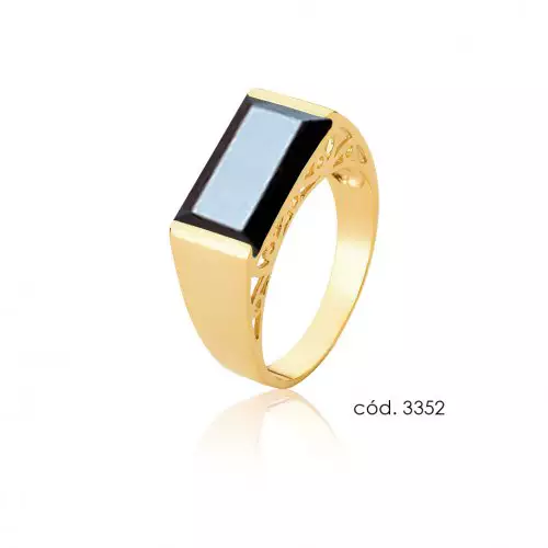 Anel Ouro 18k com Pedra Onix