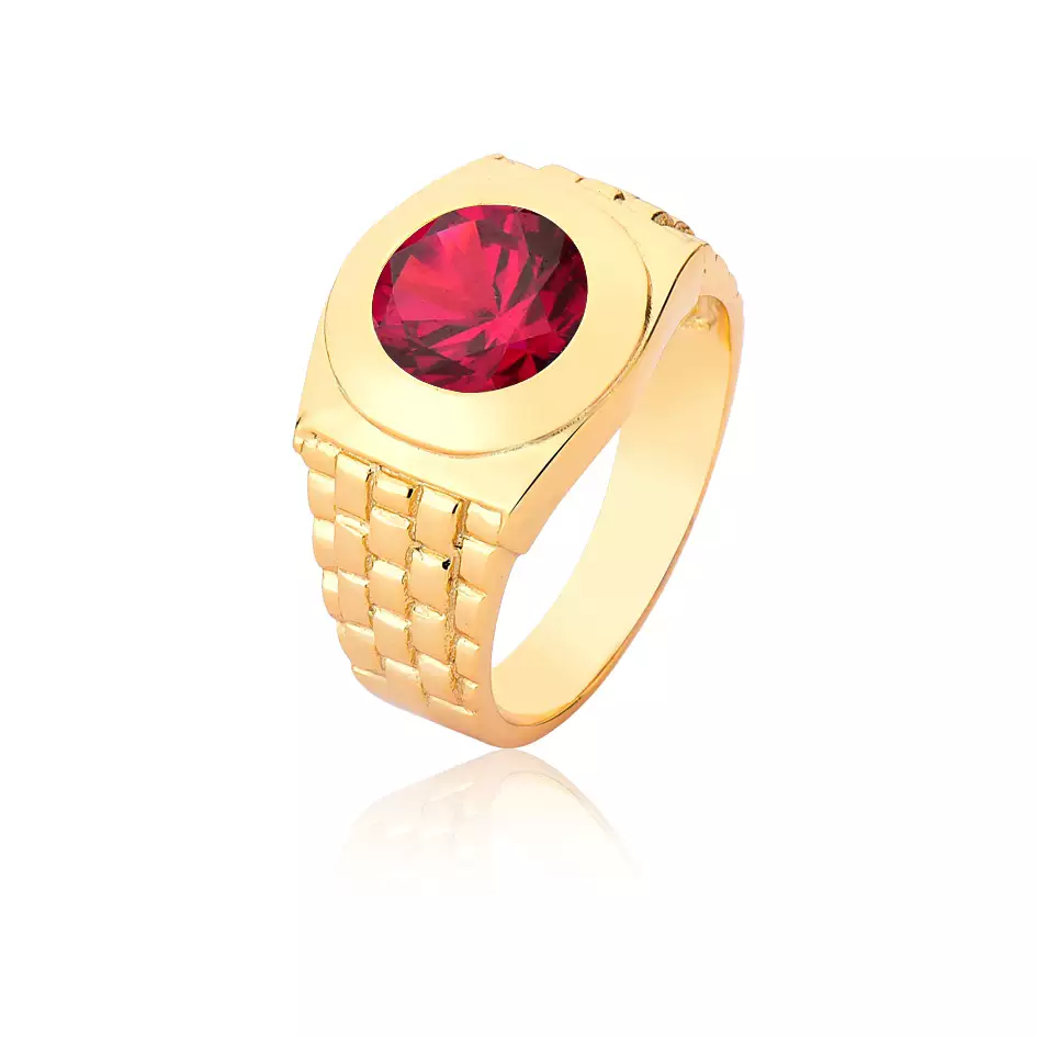 Anel Ouro 18k com Rubi