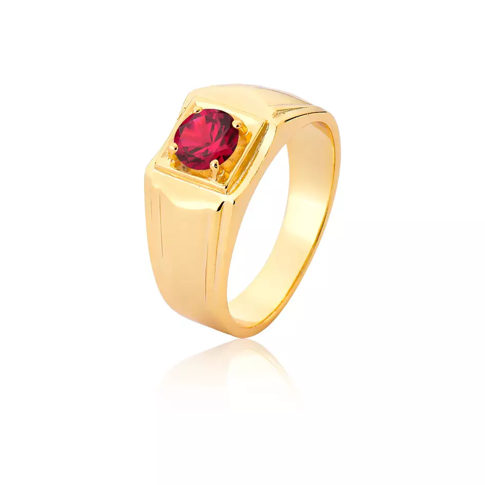 Anel Ouro 18k com Rubi