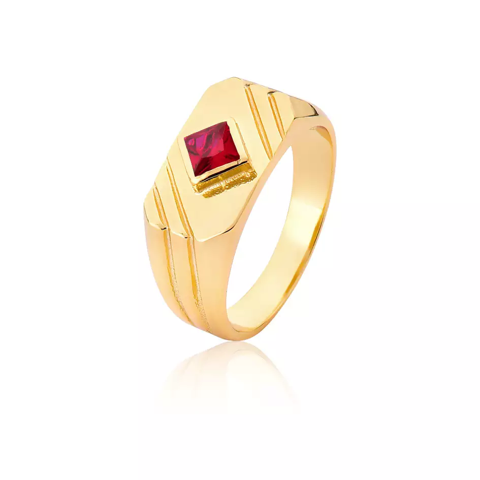 Anel Ouro 18k com Rubi