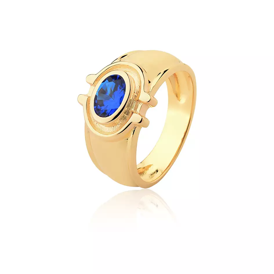 Anel Ouro 18k com Safira