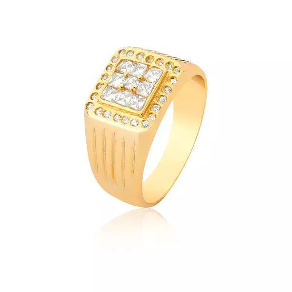 Anel Ouro 18k com Zirconias