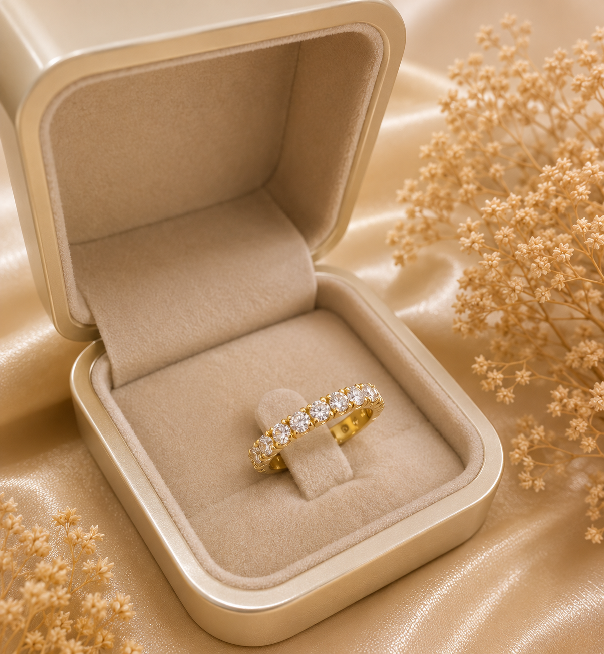 Anel Ouro 18k Meia Ailanca Pedra