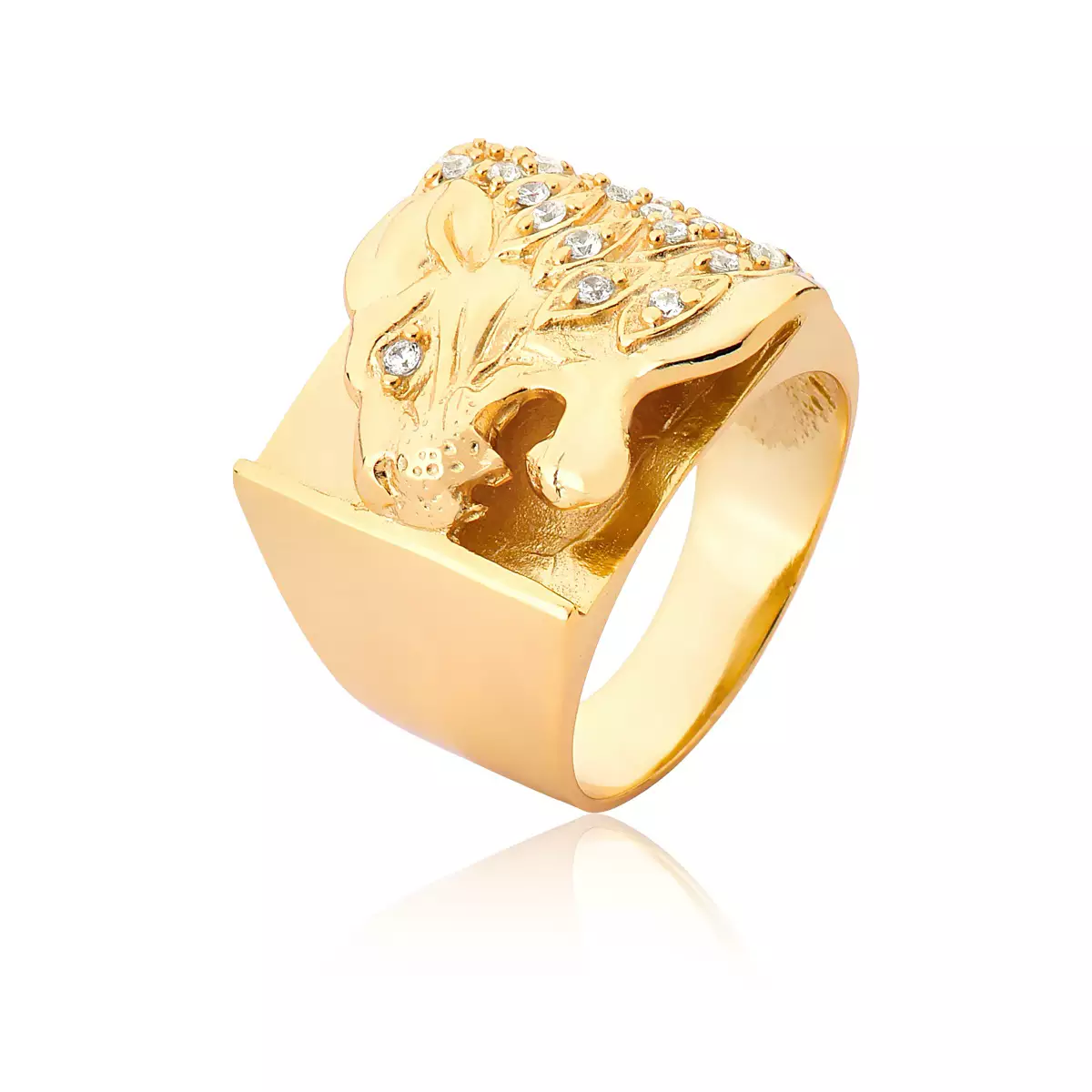 Anel Ouro 18k Onca com Diamantes