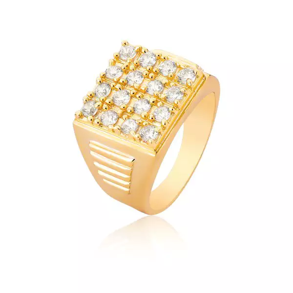 Anel Ouro 18k Trabalhado com Diamantes