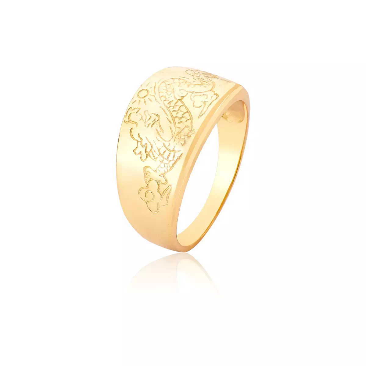 Anel Ouro 18k Trabalhado Dragao