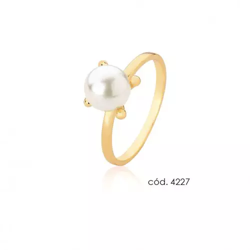Anel de Pérola Natural em Ouro 18k