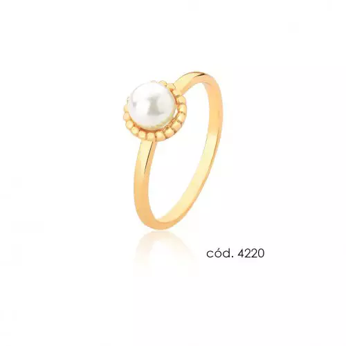 Anel de Pérola Natural em Ouro 18k