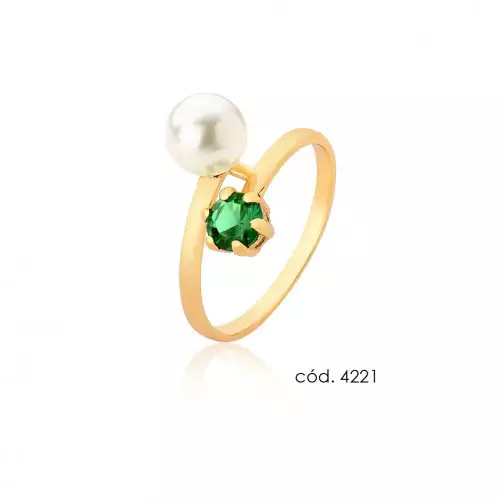 Anel de Pérola Natural em Ouro 18k