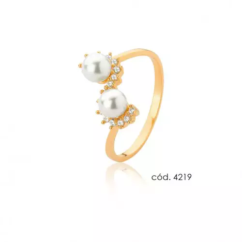 Anel de Pérola Natural em Ouro 18k