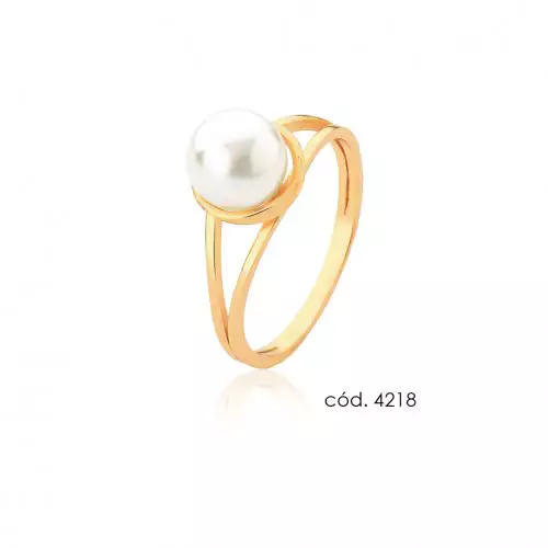 Anel de Pérola Natural em Ouro 18k