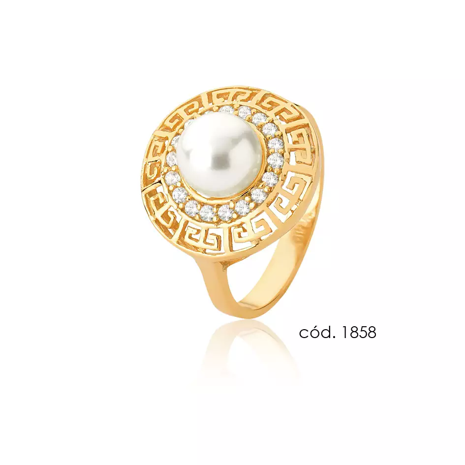 Anel de Pérola Natural em Ouro 18k