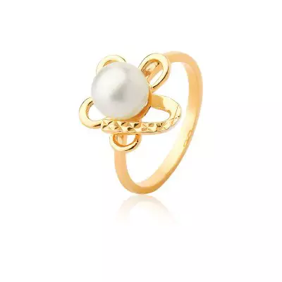 Anel de Pérola Natural em Ouro 18k