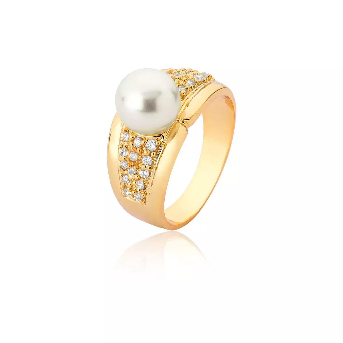 Anel de Pérola Natural em Ouro 18k
