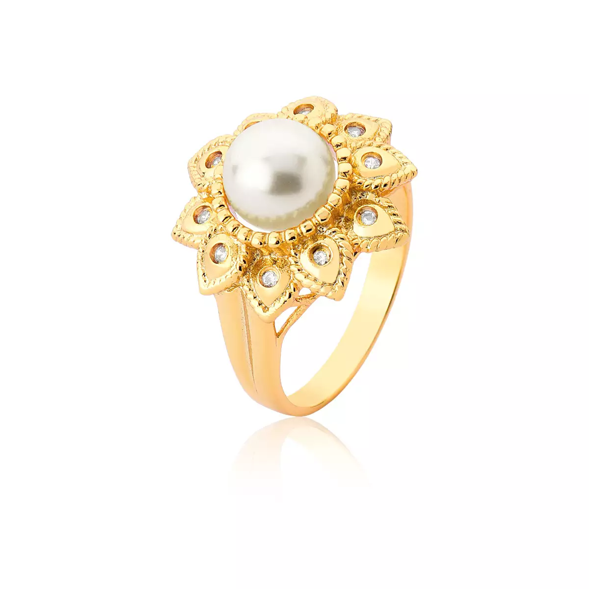 Anel de Pérola Natural em Ouro 18k