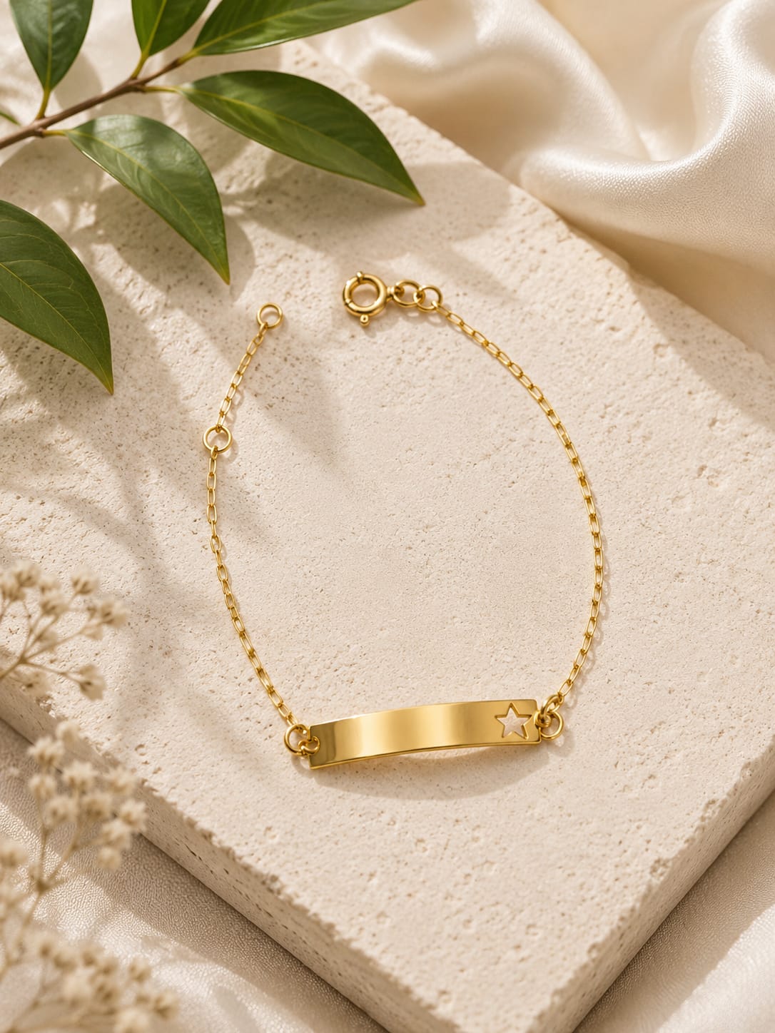 Pulseira Infantil Ouro 18k Chapinha Estrelinha